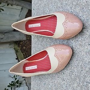 B.A.I.T. But Another Innocent Tale Ida Retro Kitten Heel Loafers Cream/Pink 11